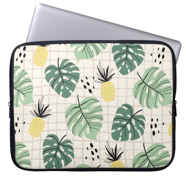 Abstract tropical seamless pattern with palm leaf  laptop sleeve (Front)
