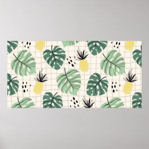 Abstract tropical seamless pattern with palm leaf  poster