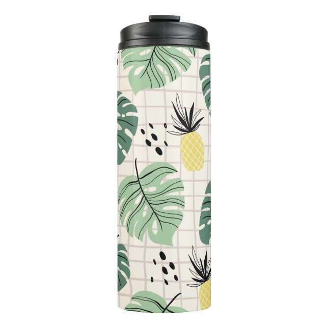 Abstract tropical seamless pattern with palm leaf  thermal tumbler (Front)
