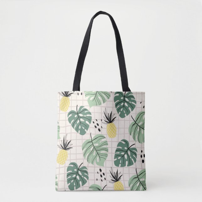Abstract tropical seamless pattern with palm leaf  tote bag (Front)
