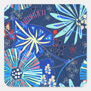 Abstract tropical square sticker