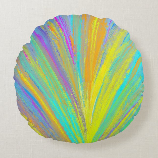 Abstract Tropical Summer Fun Round Cushion (Front)