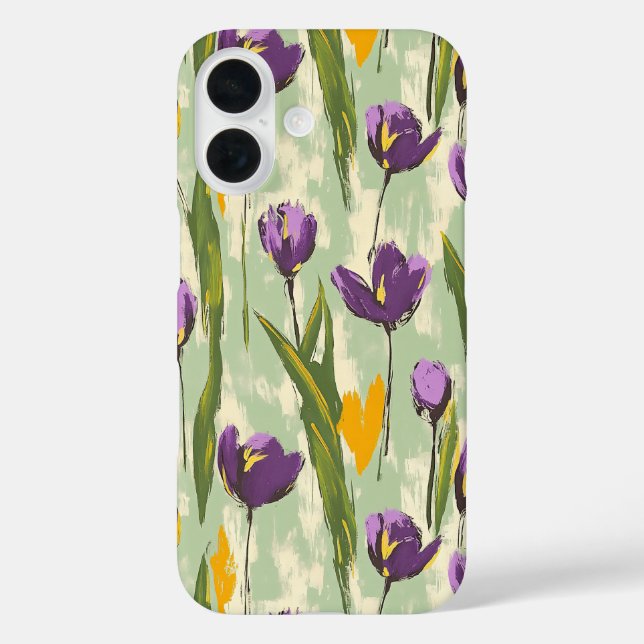 Abstract Tulip Blooms on Mint Green Background Case-Mate iPhone Case (Back)