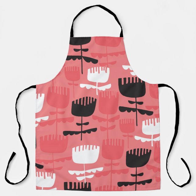 Abstract tulip flowers silhouette seamless pattern apron (Front)