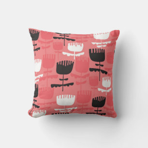 Abstract tulip flowers silhouette seamless pattern cushion