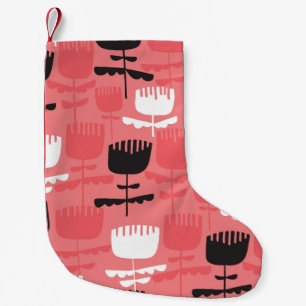 Abstract tulip flowers silhouette seamless pattern small christmas stocking