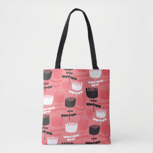 Abstract tulip flowers silhouette seamless pattern tote bag