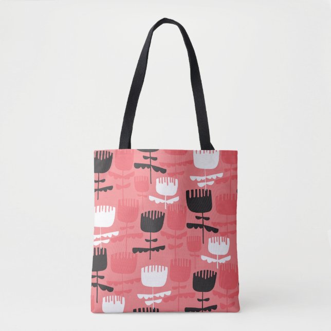 Abstract tulip flowers silhouette seamless pattern tote bag (Front)