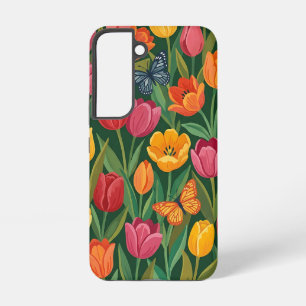 Abstract Tulip Garden Butterflies Samsung Cases