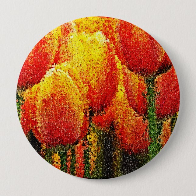 Abstract Tulip Painting Art Button (Front)