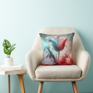 Abstract Tulip With Smoky Clouds Cushion
