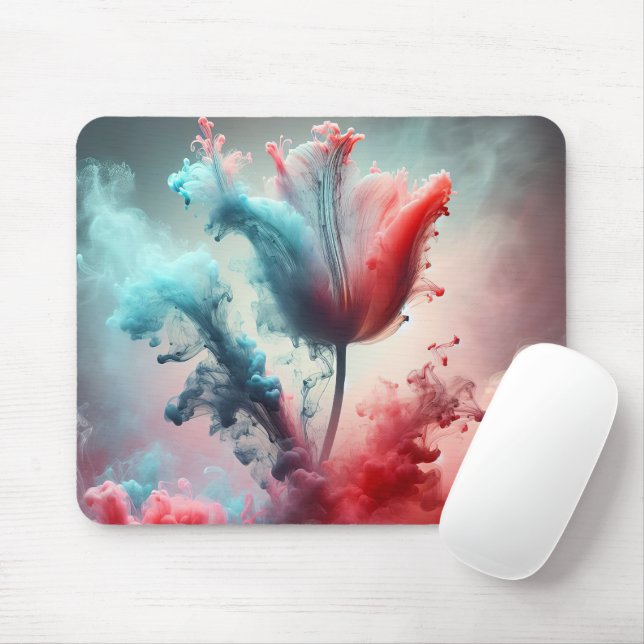 Abstract Tulip With Smoky Clouds Mouse Pad (With Mouse)