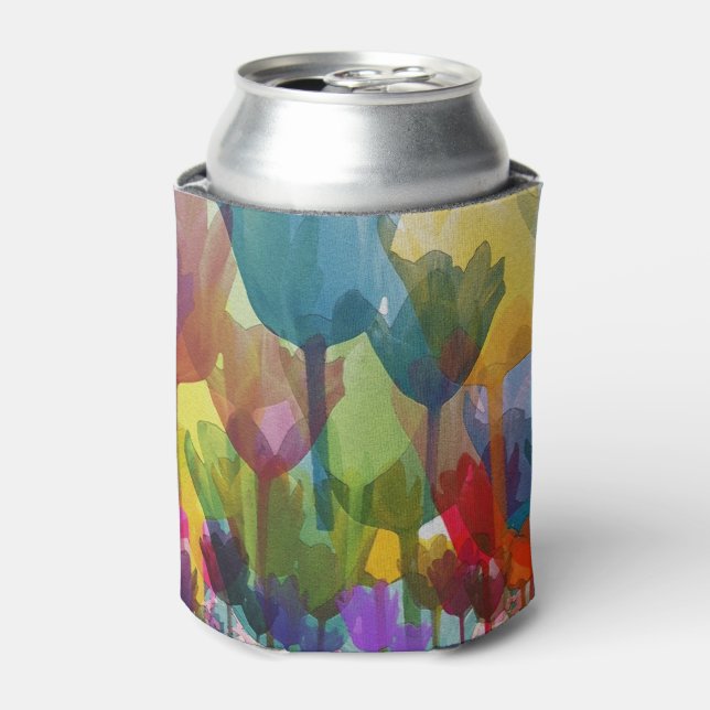 Abstract Tulips Can Cooler (Can Front)