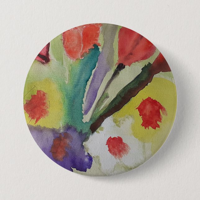 Abstract Tulips & Spring Flowers  7.5 Cm Round Badge (Front)