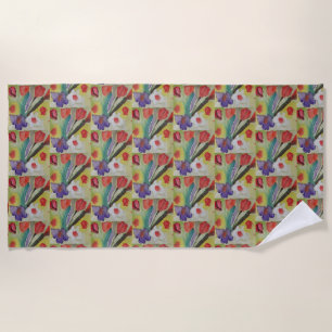 Abstract Tulips & Spring Flowers Beach Towel