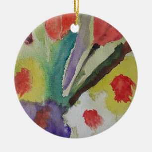 Abstract Tulips & Spring Flowers Ceramic Ornament