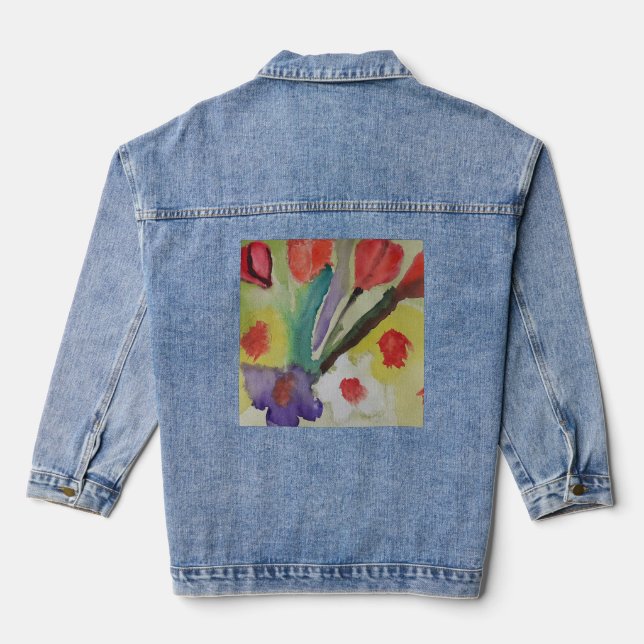 Abstract Tulips & Spring Flowers  Denim Jacket (Back)