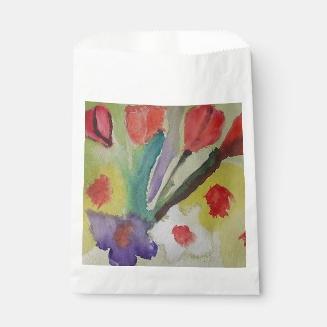 Abstract Tulips & Spring Flowers  Favour Bag (Front)