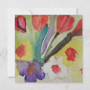 Abstract Tulips & Spring Flowers Flat Card