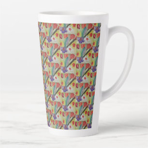 Abstract Tulips & Spring Flowers Latte Mug