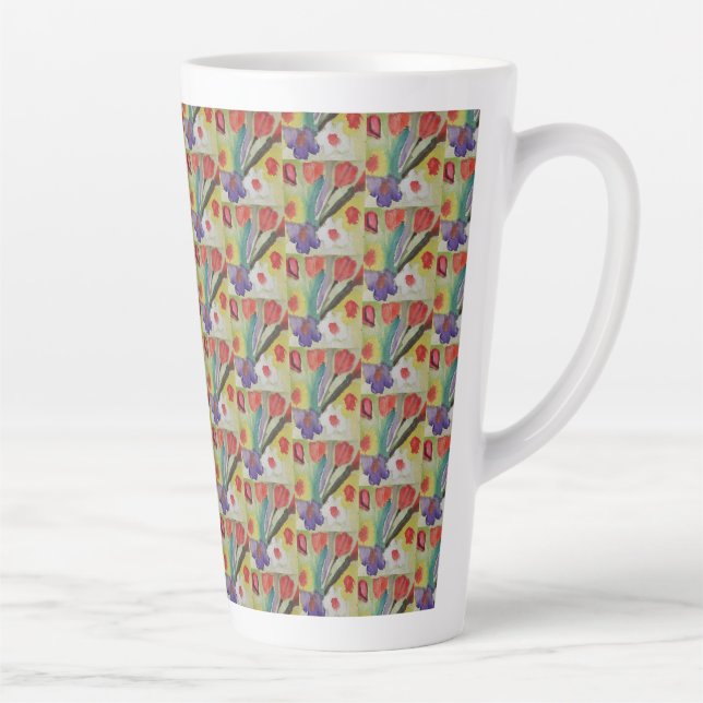 Abstract Tulips & Spring Flowers  Latte Mug (Right)