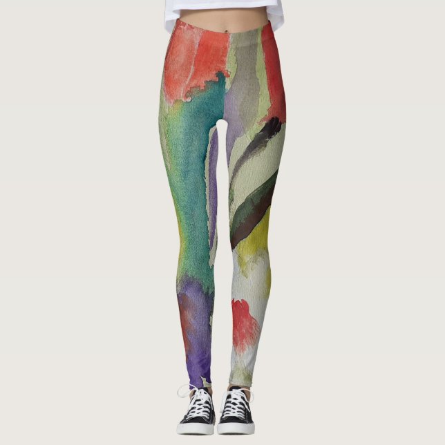 Abstract Tulips & Spring Flowers Leggings (Front)