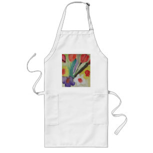 Abstract Tulips & Spring Flowers Long Apron