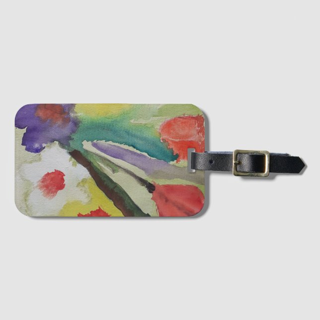 Abstract Tulips & Spring Flowers Luggage Tag (Front Horizontal)