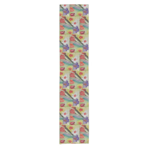 Abstract Tulips & Spring Flowers Short Table Runner