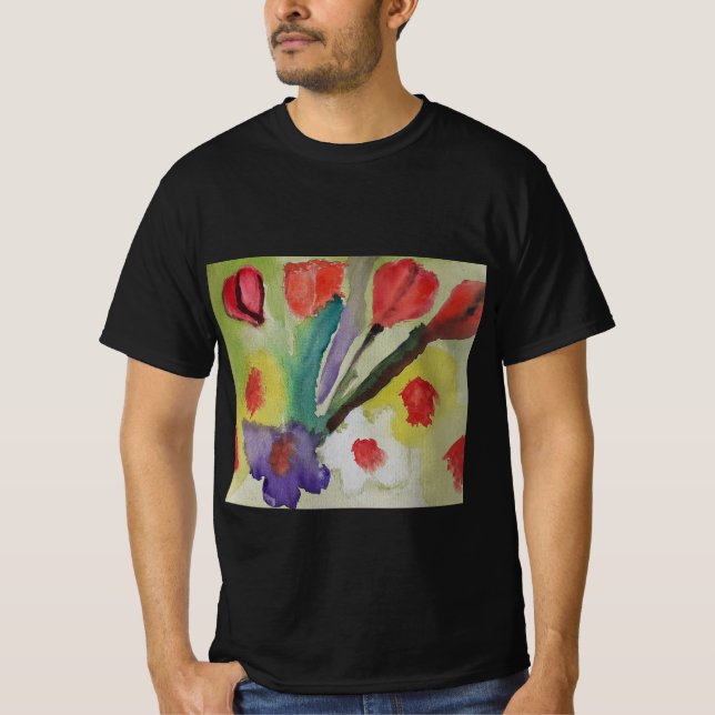 Abstract Tulips & Spring Flowers T-Shirt (Front)