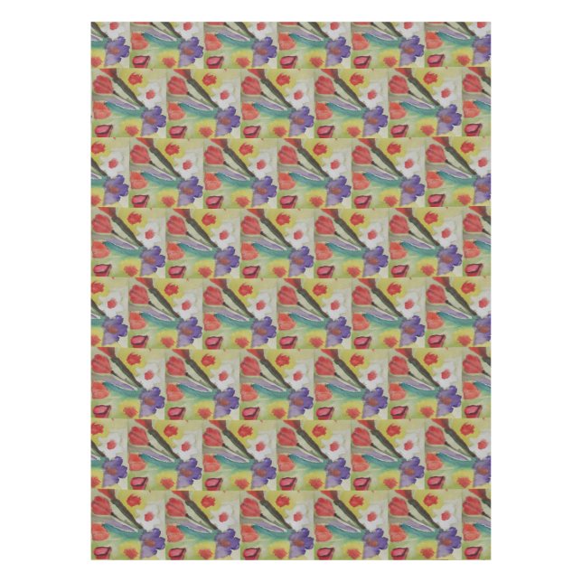 Abstract Tulips & Spring Flowers  Tablecloth (Front)
