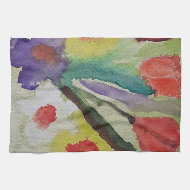 Abstract Tulips & Spring Flowers Tea Towel (Horizontal)