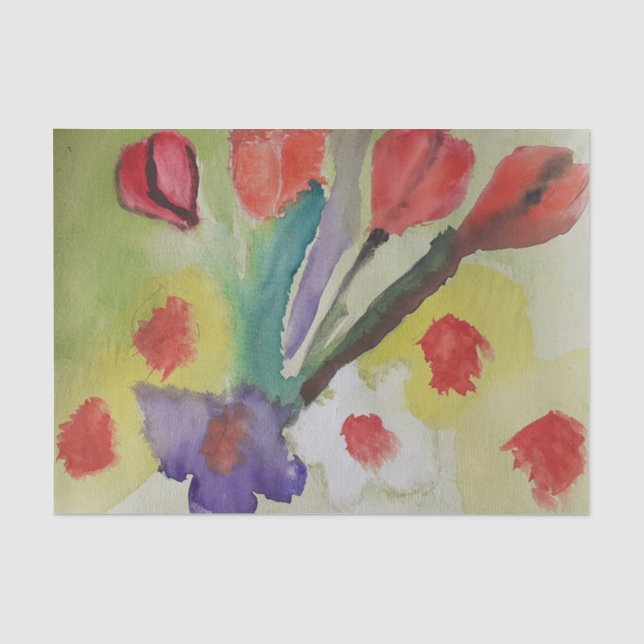 Abstract Tulips & Spring Flowers Tissue Paper (Front)
