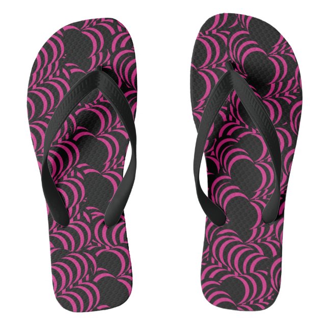 Abstract Tunnel Swirls Pink Black Thongs (Footbed)