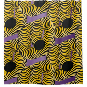 Abstract Tunnel Yellow Black Purple Gradient Shower Curtain