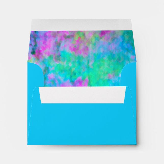 Abstract Turquoise Blue Purple Pink Aqua RSVP Envelopes (Back (Bottom))