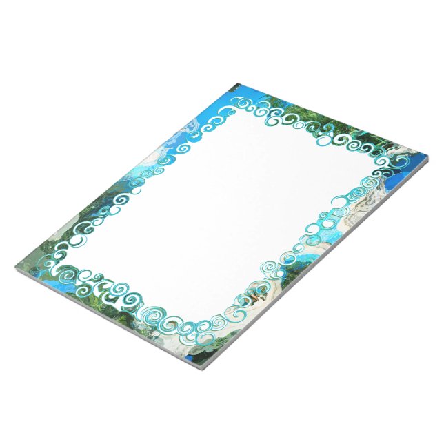 Abstract Turquoise Blue & Sea Green Custom Notepad (Angled)