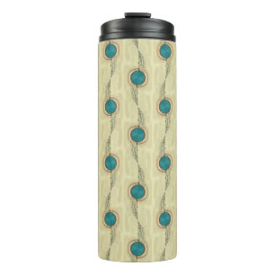 Abstract Turquoise Circles Pattern Thermal Tumbler