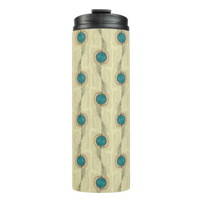 Abstract Turquoise Circles Pattern Thermal Tumbler (Front)
