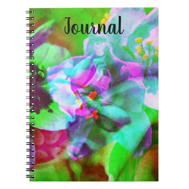 Abstract Turquoise Flowers Journal Notebook (Front)
