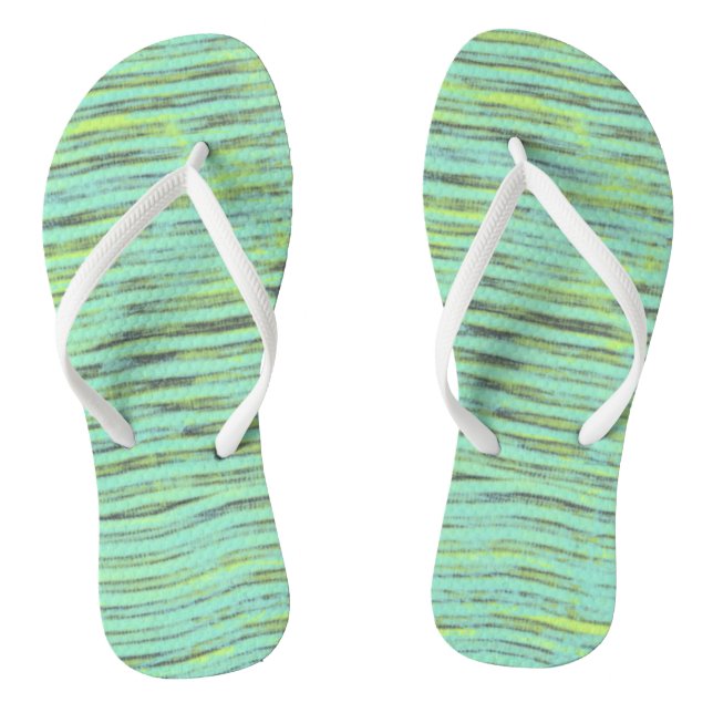 Abstract Turquoise Green Wave Thongs (Footbed)