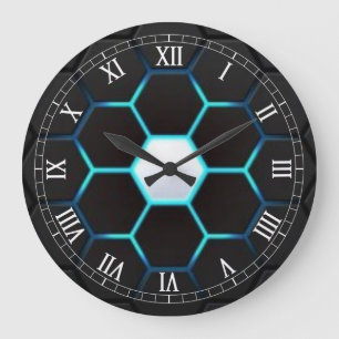 Abstract Turquoise Large Clock