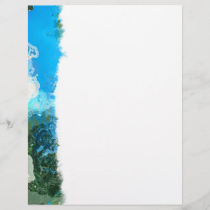 Abstract Turquoise Ocean Blue & Seaweed Custom Letterhead