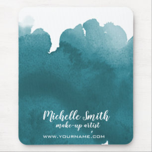 Abstract turquoise watercolor splash make up art mouse pad
