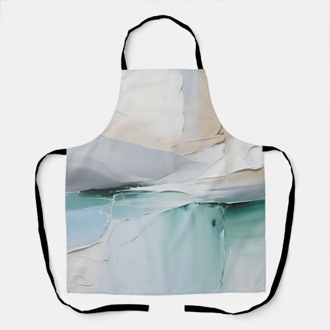 Abstract Turquoise White Texture Apron (Front)