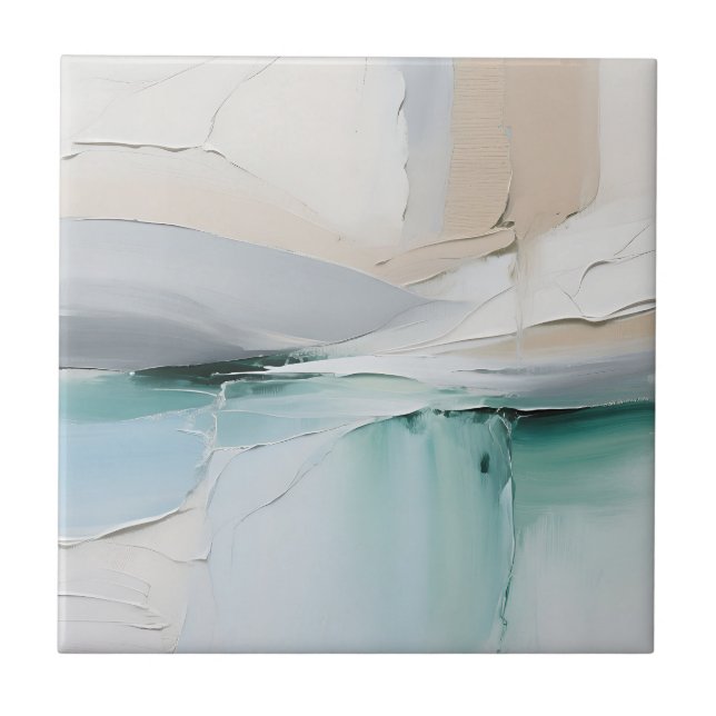 Abstract Turquoise White Texture Ceramic Tile (Front)
