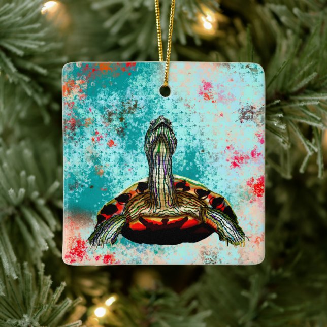 Abstract Turtle Artwork Ceramic Ornament (Tree)