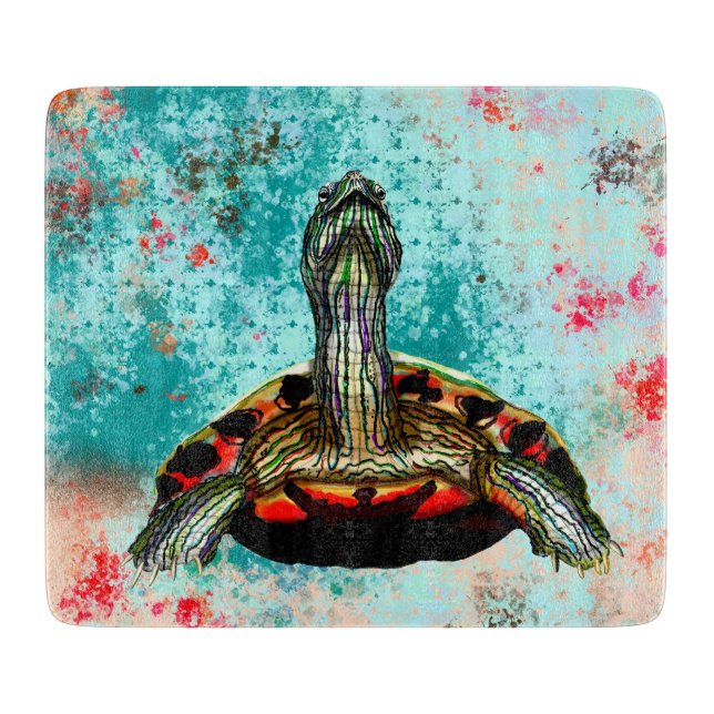 Abstract Turtle Artwork Cutting Board (Front)