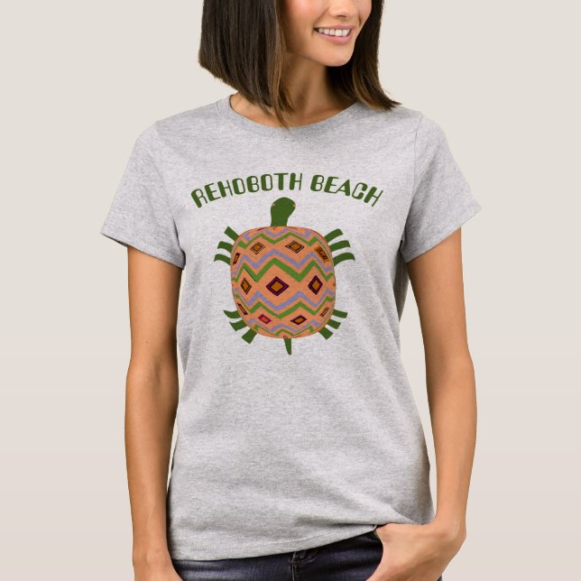 Abstract Turtle, edit beach name,  T-Shirt (Front)