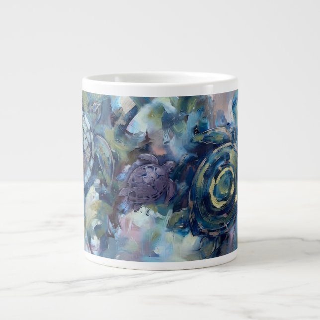 Abstract Turtle Large Coffee Mug (Front)
